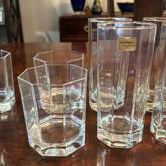 10 oz Luminarc Octime Clear Double Old Fashioned Glass 4" France 6 Octagonal - Picture 6 of 7